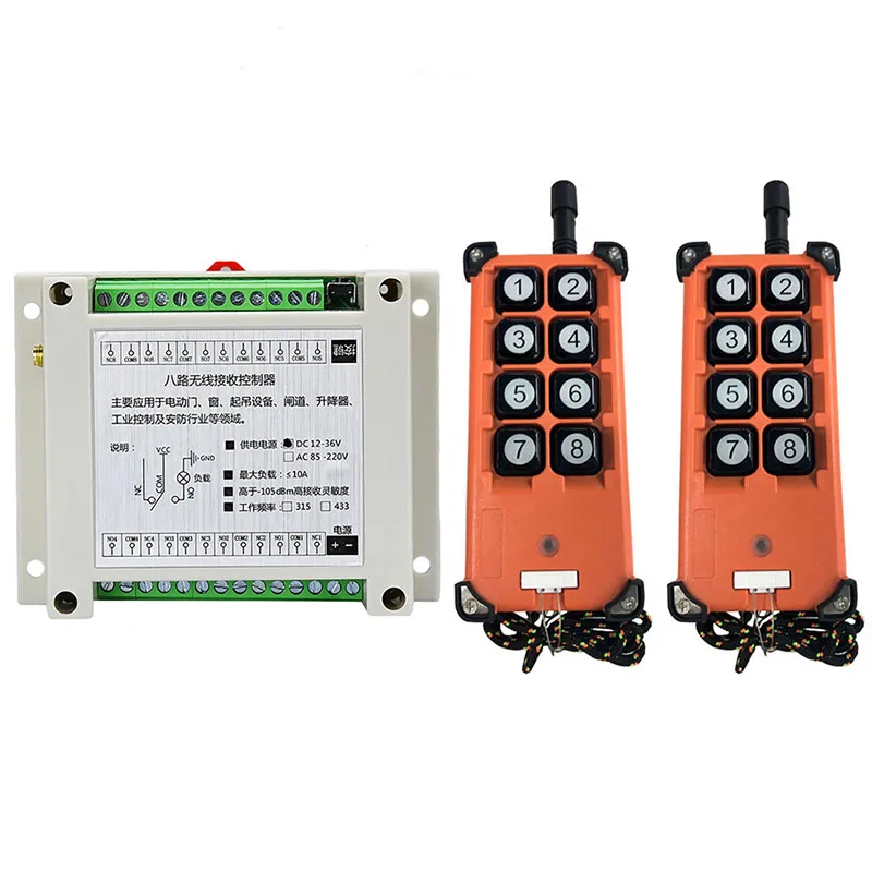 

3000m DC12V 24V 8CH Radio Controller RF Wireless Remote Control Overhead travelling crane System Receiver Numer button Remote