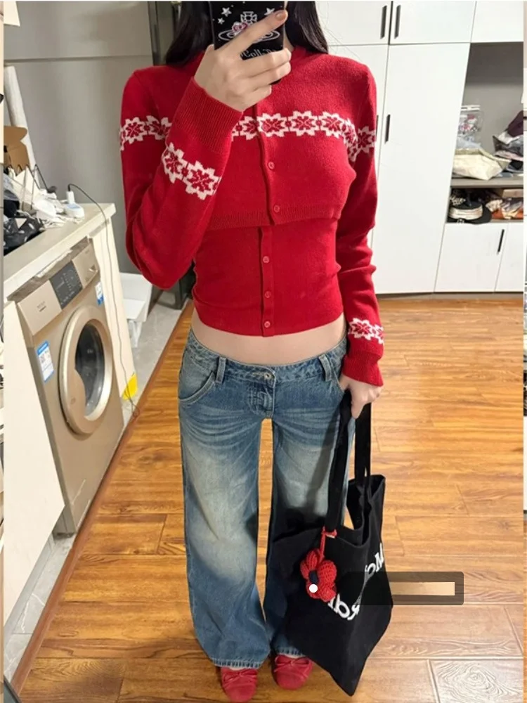 

Slim Fit Knitted ort Sve Embroidered Crop Top And Cardigan Two Piece Set for Women Sexy Sle Daily Wear Pure Color