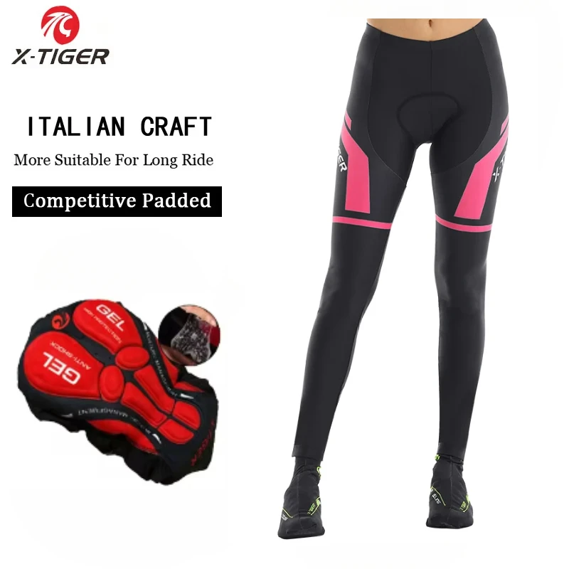 X-Tiger Women Cycling Pants Gel Padded Shockproof MTB Mountian Bicycle Pants Road Racing Bike Pants Ciclismo Pantalones Clothes