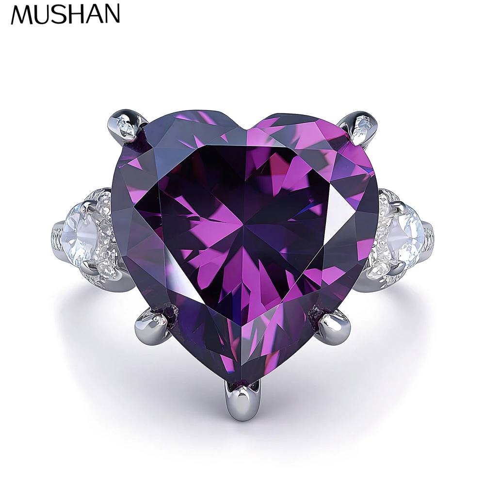

MuShan Jewelry 925 Sterling Silver Ring Wedding Band High Carbon Diamond Bridal Shower Premium Jewelry Women Rings Fine Jewelry