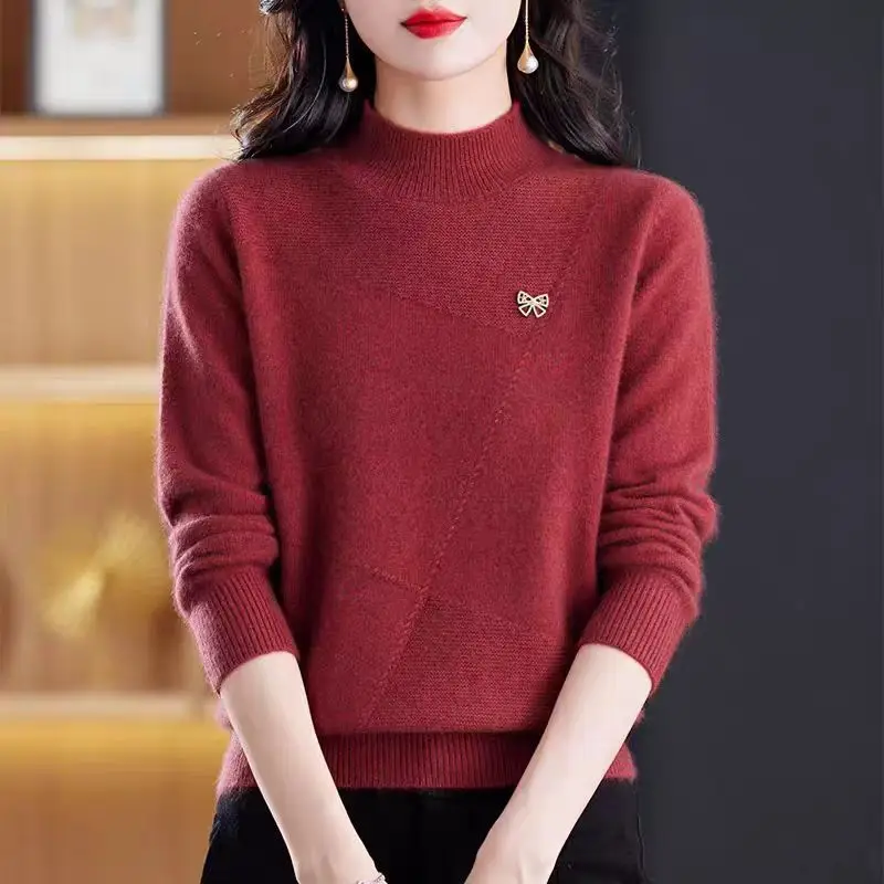 Hot Sweaters & Jumpers Warm Long Sleeve Tops For Woman Knitting Autumn Winter Knitwear Elegant Pollover Woman Clothes