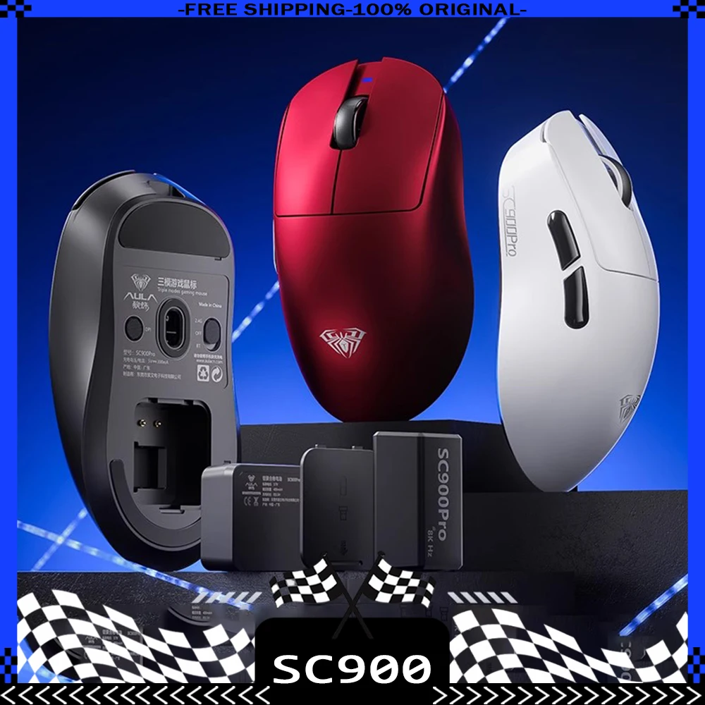 AULA SC900 Mouse Mouse Paw3950 Tri Mode Wireless 8000Hz Gaming Mice Battery Detachable Lightweight PC Accessories For FPS Gamer