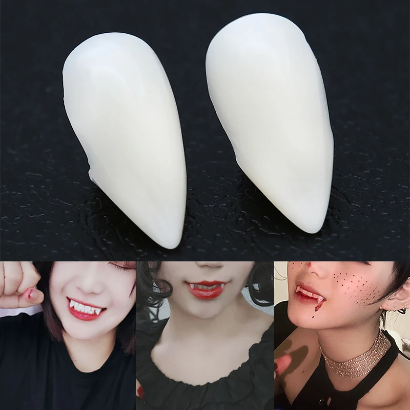 1 Pair 4 Size DIY Environmentally Resin Halloween Costume Props Party Dentures Props Vampire Teeth Fangs Party Decorations