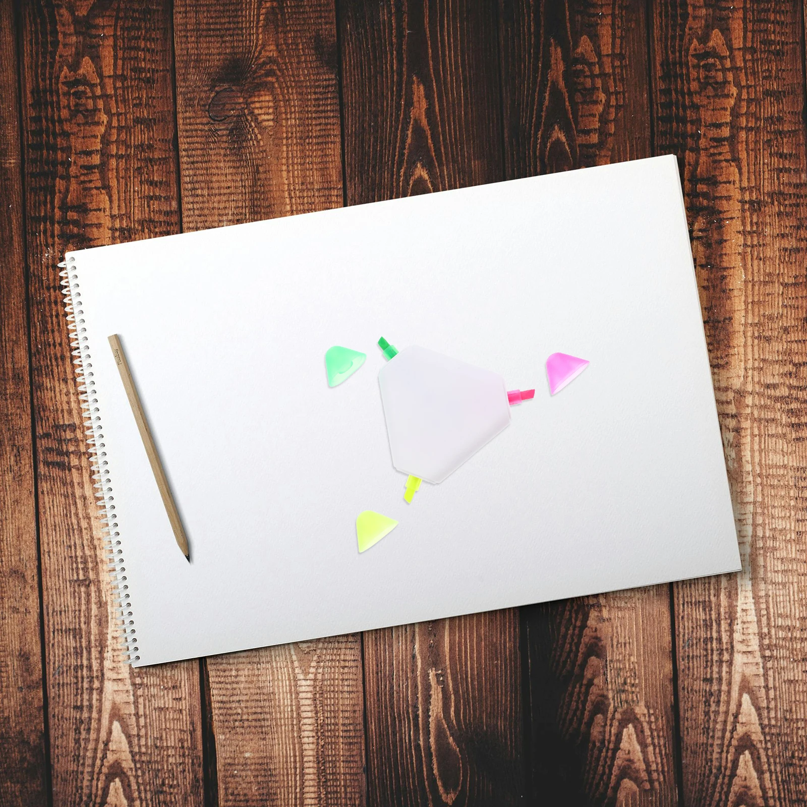

9pcs Fluorescent Pens Yellow Pink Green Colors Plastic School Office Use Dual Tip Markers Underlining Scrapbooking