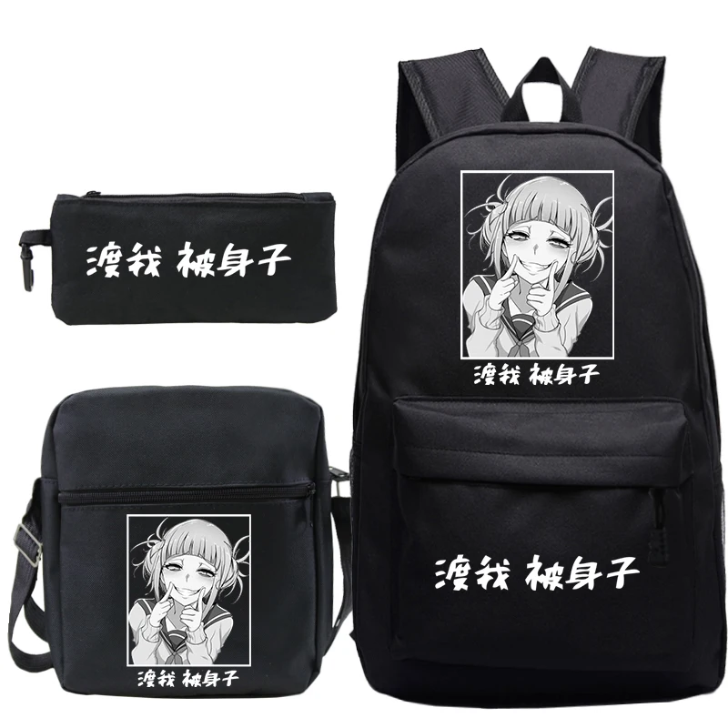 

3pcs/set My Hero Academia Himiko Toga Kawaii School Bag Backpack for Girls Children Cartoon Manga Bookbag Back to School Bacpack
