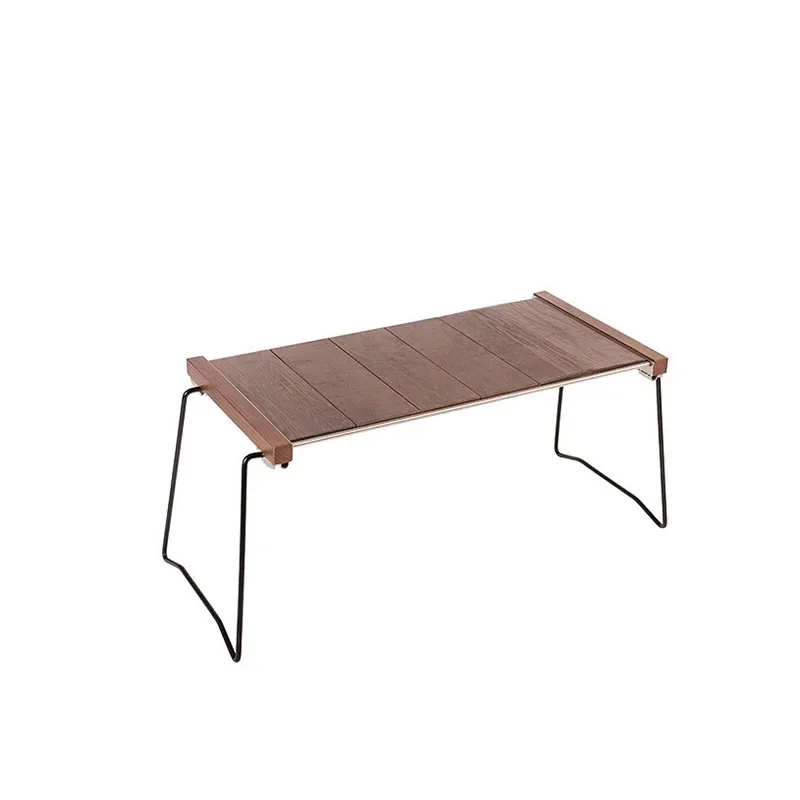 Stainless steel portable small zebra table outdoor camping combination barbecue table solid wood camping folding egg roll table