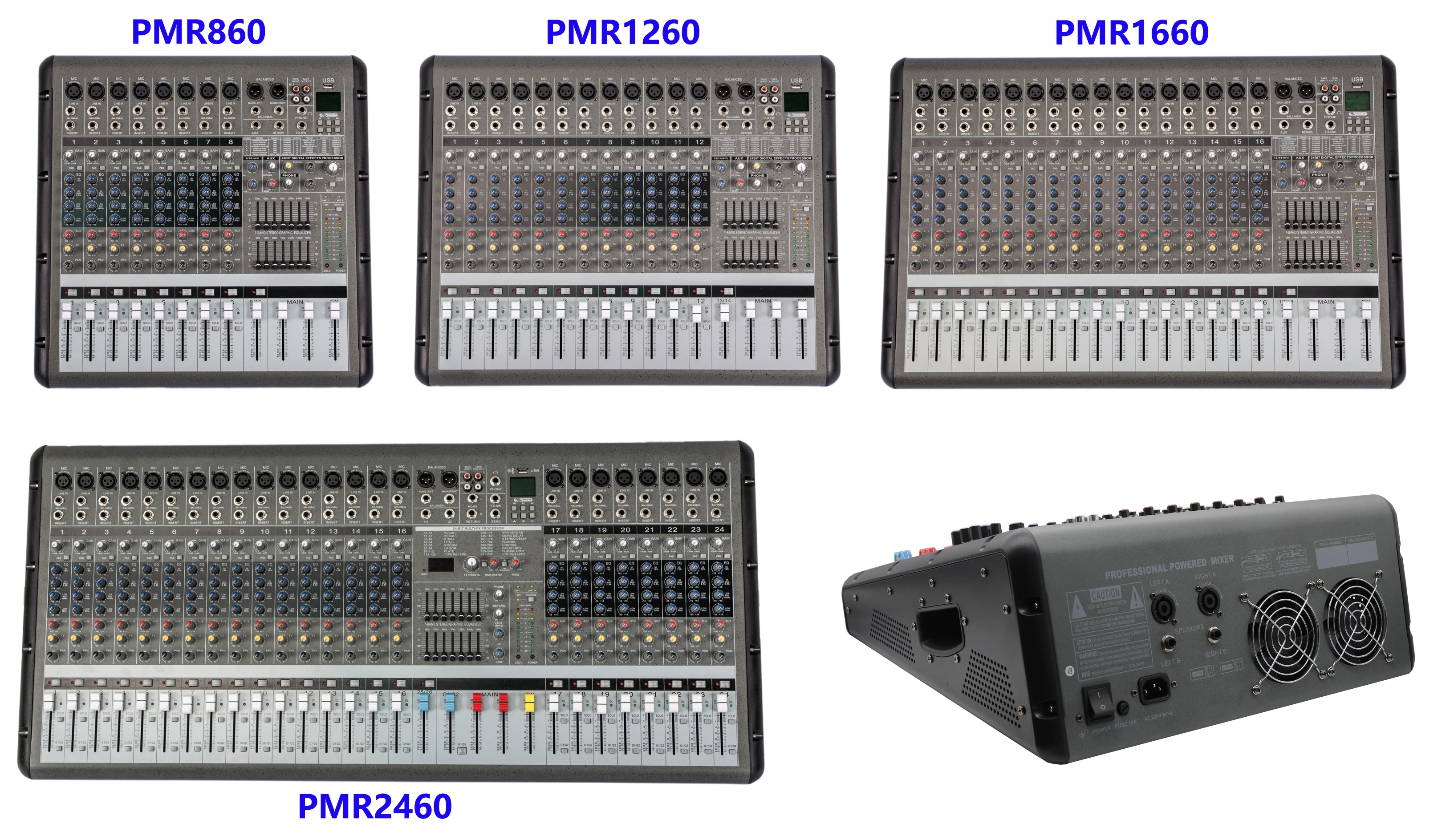 Mikser audio OEM 8-kanałowy 12 16 24-kanałowy z zasilaniem Phantom Power PMR Profesjonalny wzmacniacz mikser dźwięku