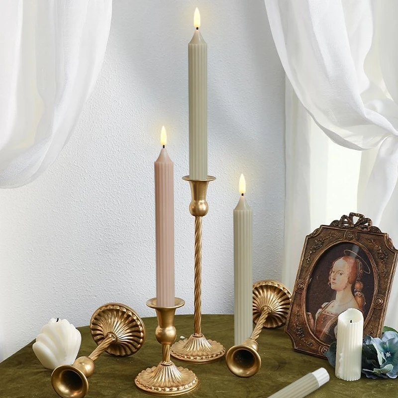 1/5pcs European Retro Iron Single Head Candlestick Gold Tall Candle Holder Threaded Candle Stand Wedding Table Centerpiece Decor