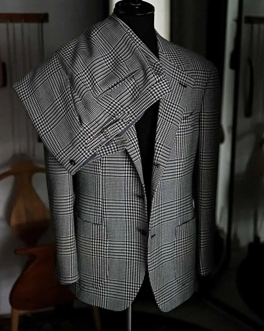 الحديثة منقوشة الرجال الدعاوى سليم صالح 2 قطعة سترة السراويل واحدة الصدر الشق التلبيب نمط الأعمال سترة مخصصة #3