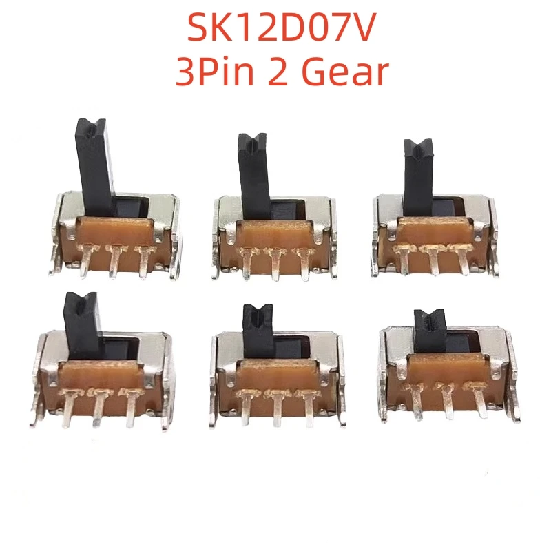

20PCS SK12D07VG2/3/4/5/6 Handle Length 7mm Toggle Switch 3-pin 2-gear with bracket Side 5-pin Horizontal 1P2T