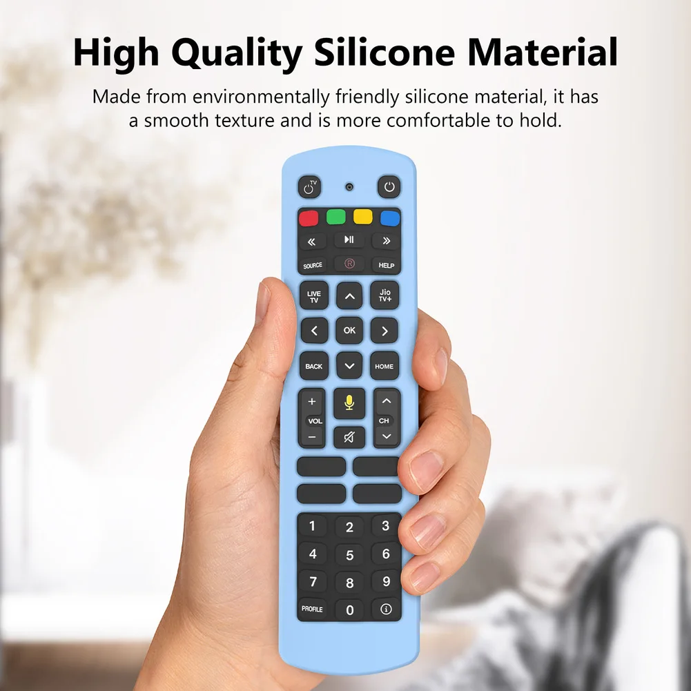 Silicone Case For Jio TV Voice Remote Soild Color Lightweight Shockproof Anti-Slip Soft Shell Remote Control Protective Cover