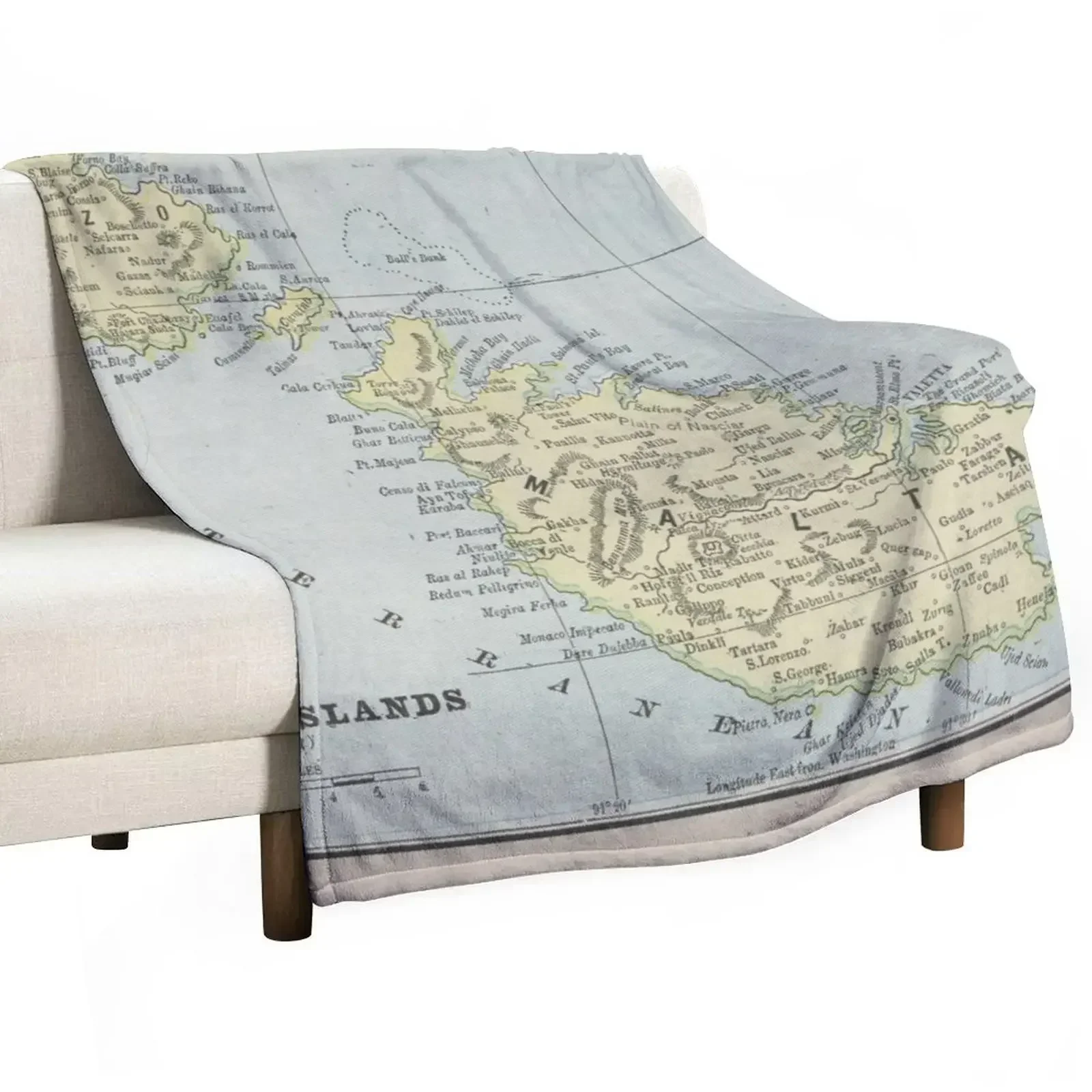 Vintage Malta Map (1901) Throw Blanket Soft Sofa Luxury Brand Thermal Luxury Thicken Large Blankets