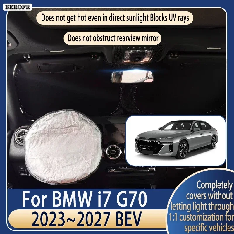 Steering wheel Car Sun Visor For BMW i7 G70 2023~2027 26 Summer Cooling Auto Accessories Front Windshield Sunshade Heat Insulati