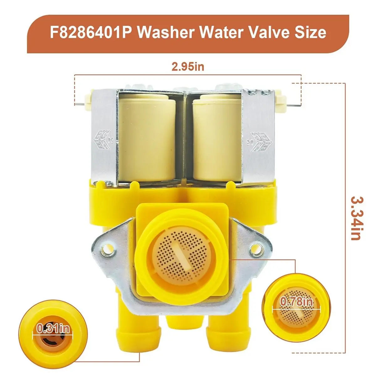 Válvula de Entrada de Agua para Lavadora Homegood F8286401P, Compatible con Lavadoras Speed Queen, Huebsch y Unimac, Reemplazo de Válvula Solenoide de 3 Vías