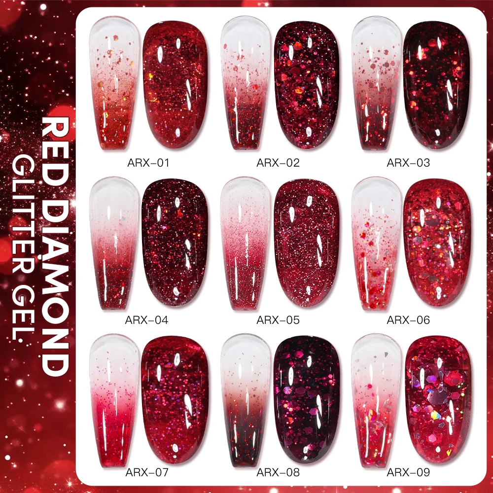كما 15 مللي بريق الأحمر هلام طلاء الأظافر كريستال الترتر شبه دائم نقع قبالة الأشعة فوق البنفسجية هلام الورنيش مسمار الفن مانيكير قاعدة معطف فوقي فيرنيس #4
