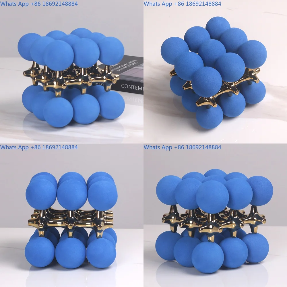 

Geometric Beaded Sphere Sculpture Abstract Cube Modern Minimalist Decor for Hotel Model Room Table Display Home Decoration