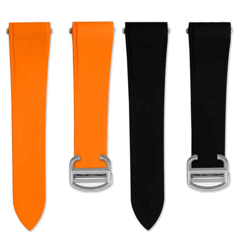 ل كارتييه جديد سانتوس WSSA0009 WSSA0010 الأصلي الإفراج السريع فلوروروبر للطي مشبك الرجال حزام أسود برتقالي أزرق Grey21mm