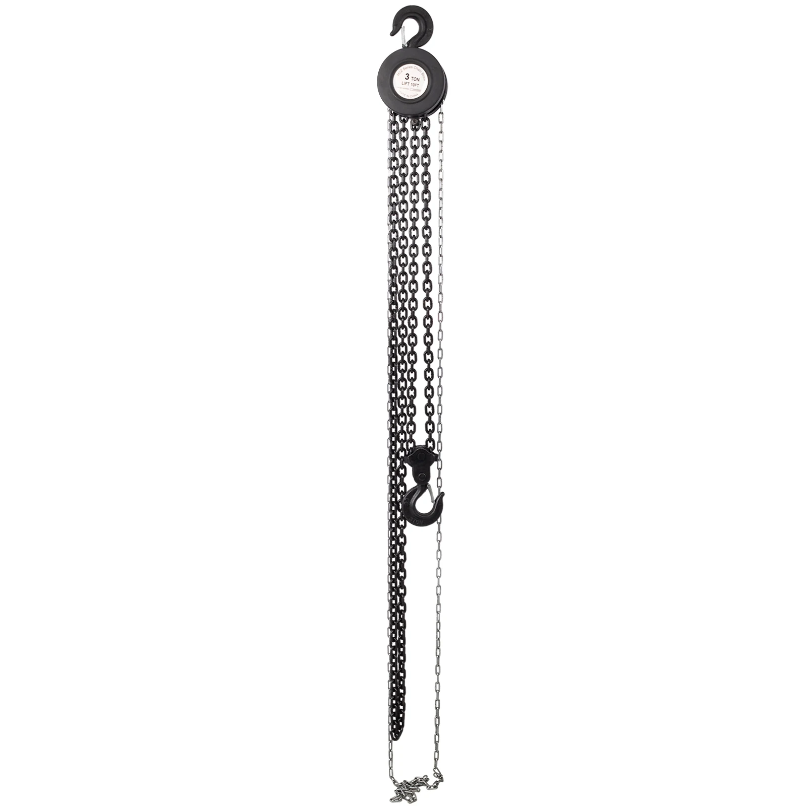 Chain hoist 6600lbs 3T capacity 10ft wIth 2 heavy duty hooks,Manual chain hoist steel construction,Black