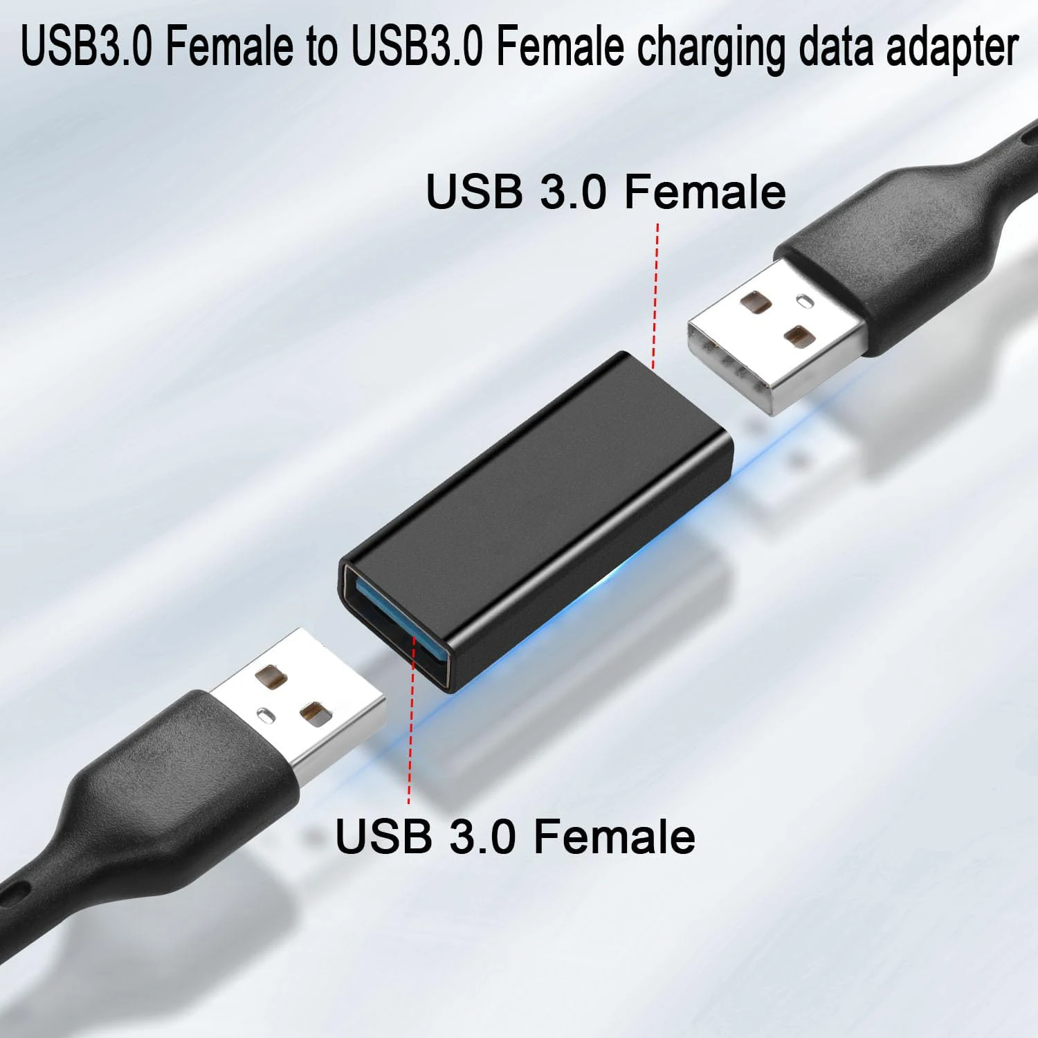 Adaptador USB 3.0 hembra a USB 3.0 hembra, conector de carga y datos USB 3.0 Jack a Jack, extensor de enchufe para portátil y tableta, 1/2/3 unidades