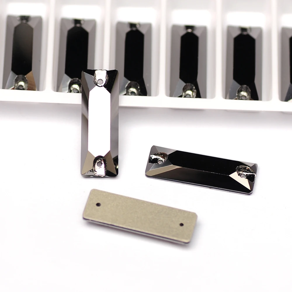 Baguette Luxus Kristall 6A Glas Strasssteine zum Nähen, Rechteckige Mischfarben, Flache Rückseite Strass zum Aufnähen auf Kleidung – Detail 5