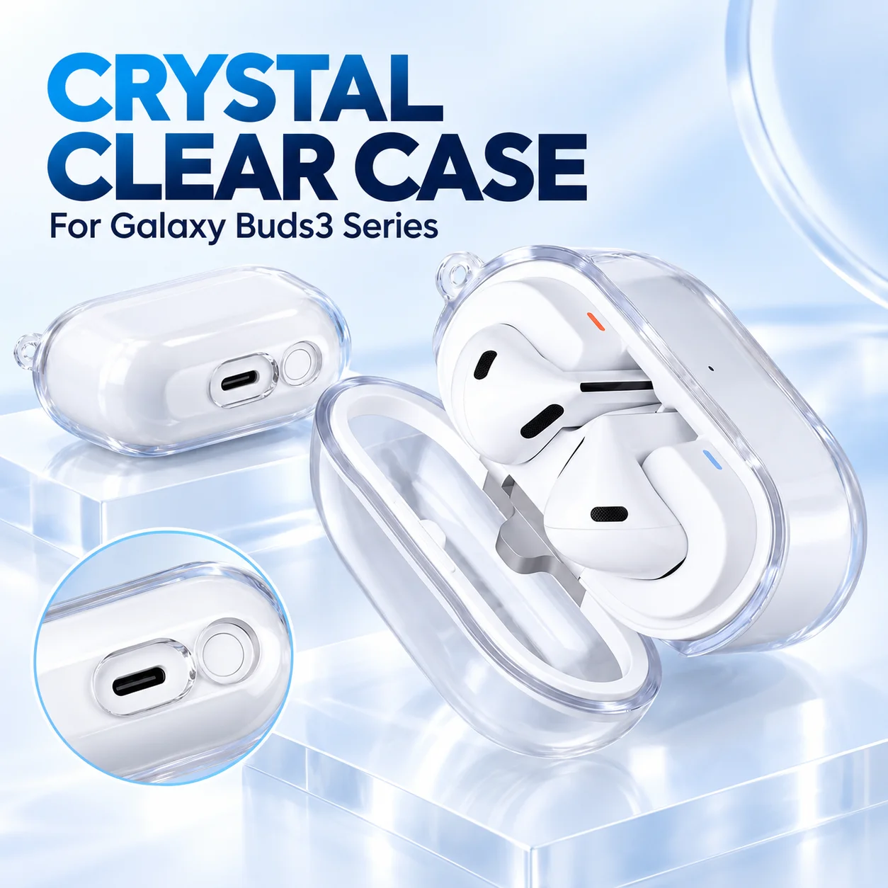 Clear Protective Case for Samsung Galaxy Buds 3 Pro Buds3 Buds3 FE Sleeve Cases Transparent Hard PC Earbuds Charging Box Cover