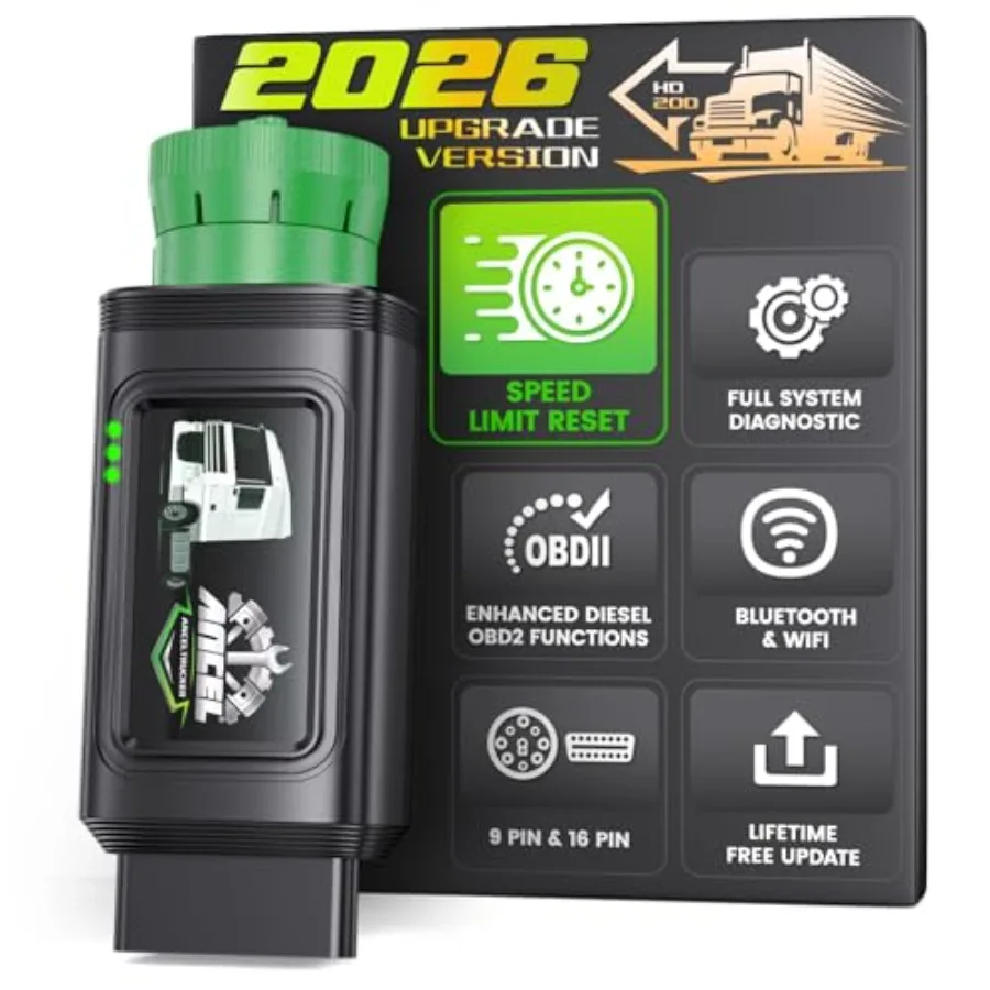 

ANCEL HD200 Bluetooth-сканер для грузовиков с двигателями Cummins Caterpillar J1939/J1708, считыватель кодов дизельных двигателей с функцией ограничения скорости