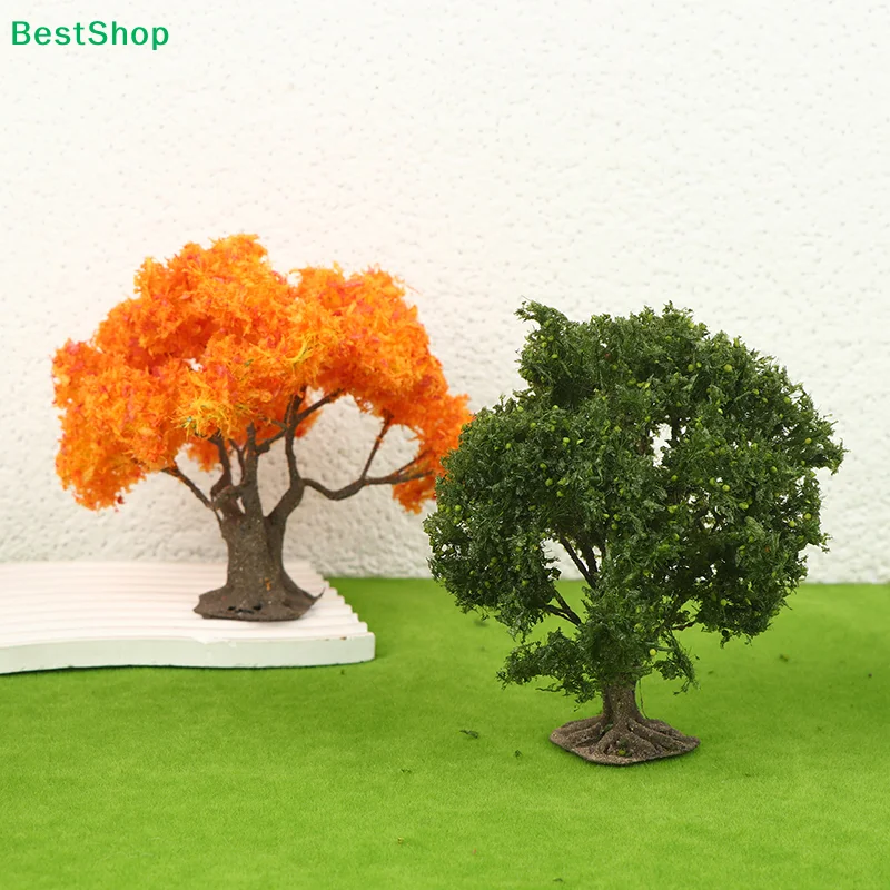 ♥12/15cm Miniature Model Trees - Orange & Green Scenery Trees for Diorama & Railway Layouts
