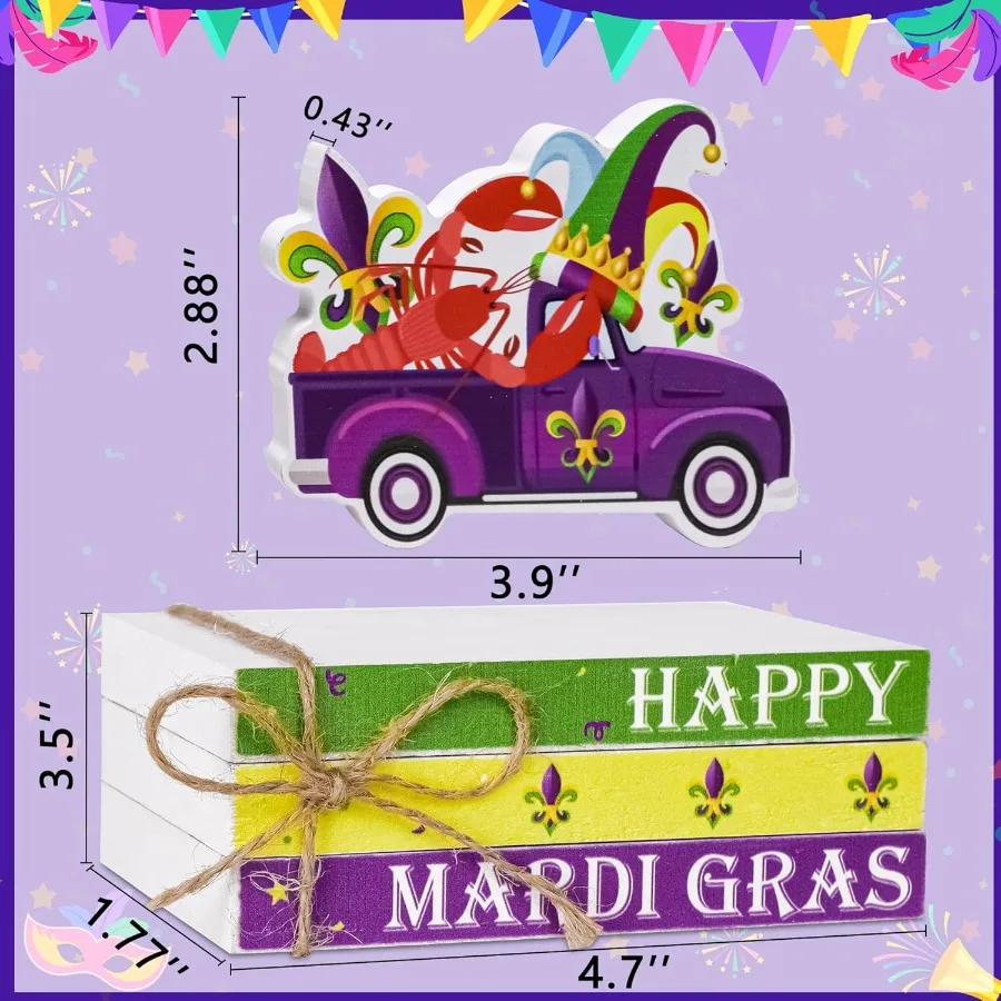 4 قطعة ماردي غرا شاحنة خشبية الجدول المركزية زينة كرنفال طبقات صينية ديكور الحفلات لرف المنزل