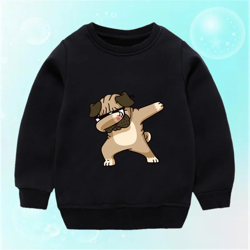 Kids Cartoon Sweatshirt Hoodie dabbing dog Pug Graphic Clothes fashion toddler sweatshirts for boy baby clothes