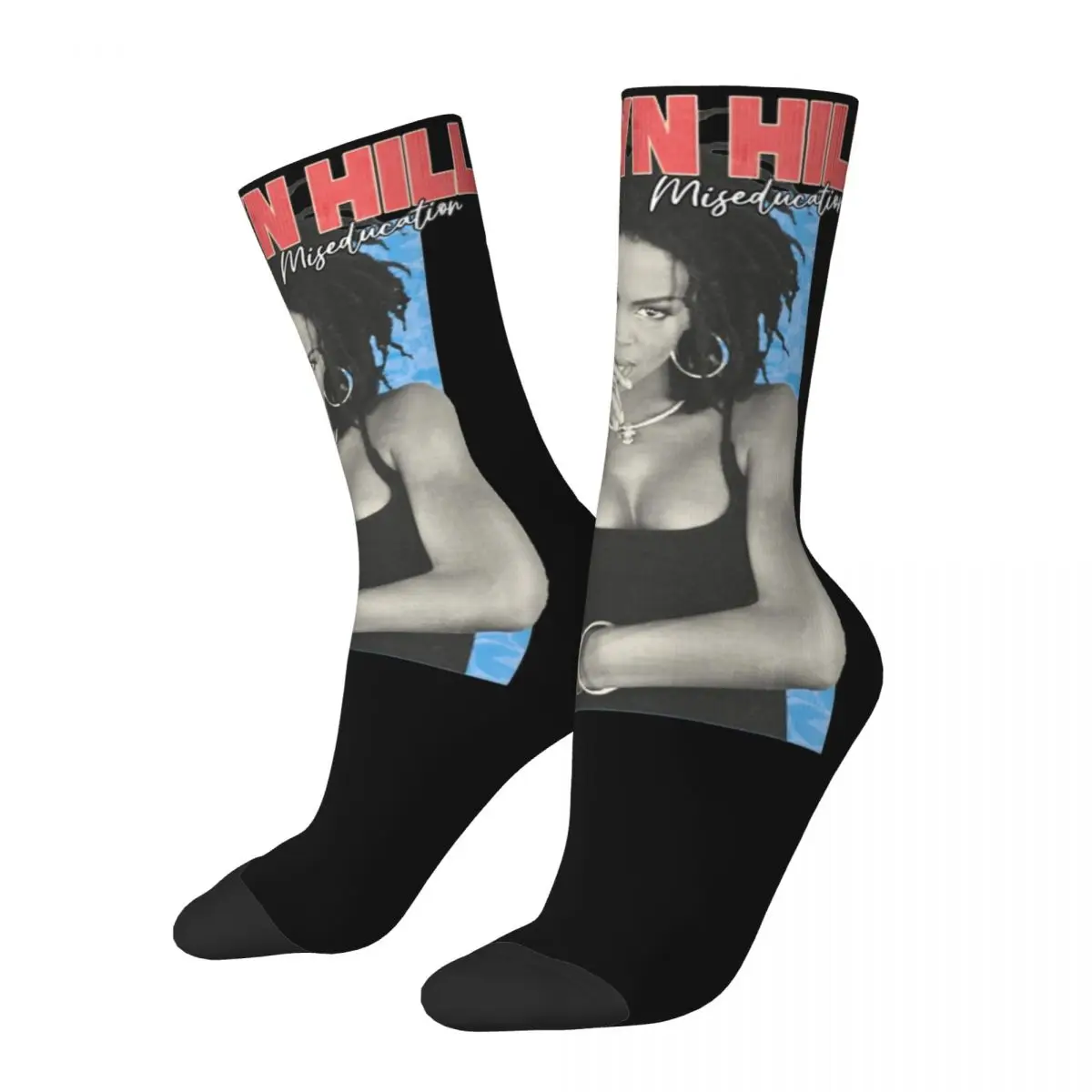 Funny Men's Women's Cool Rapper Lauryn Hill 90s Crew Socks Hip Hop Reggae Merch Crew Socks Soft Wonderful Gifts