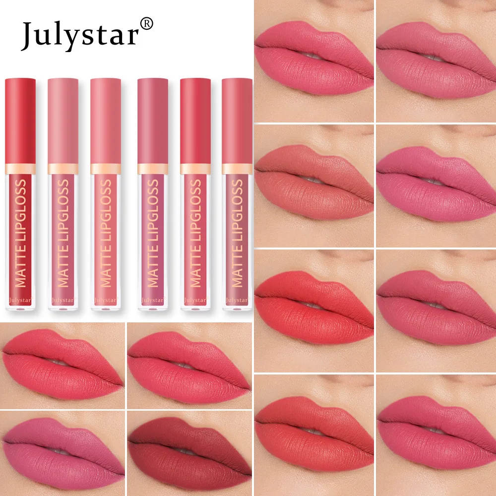 Julystar 12 Kleur Lippenstift Lip Glazuur Rood Fluwelen Lippenstift Vrouwen Make-Up Lipgloss Matte Vloeibare Lippenstift Party Dagelijkse Cosmetica