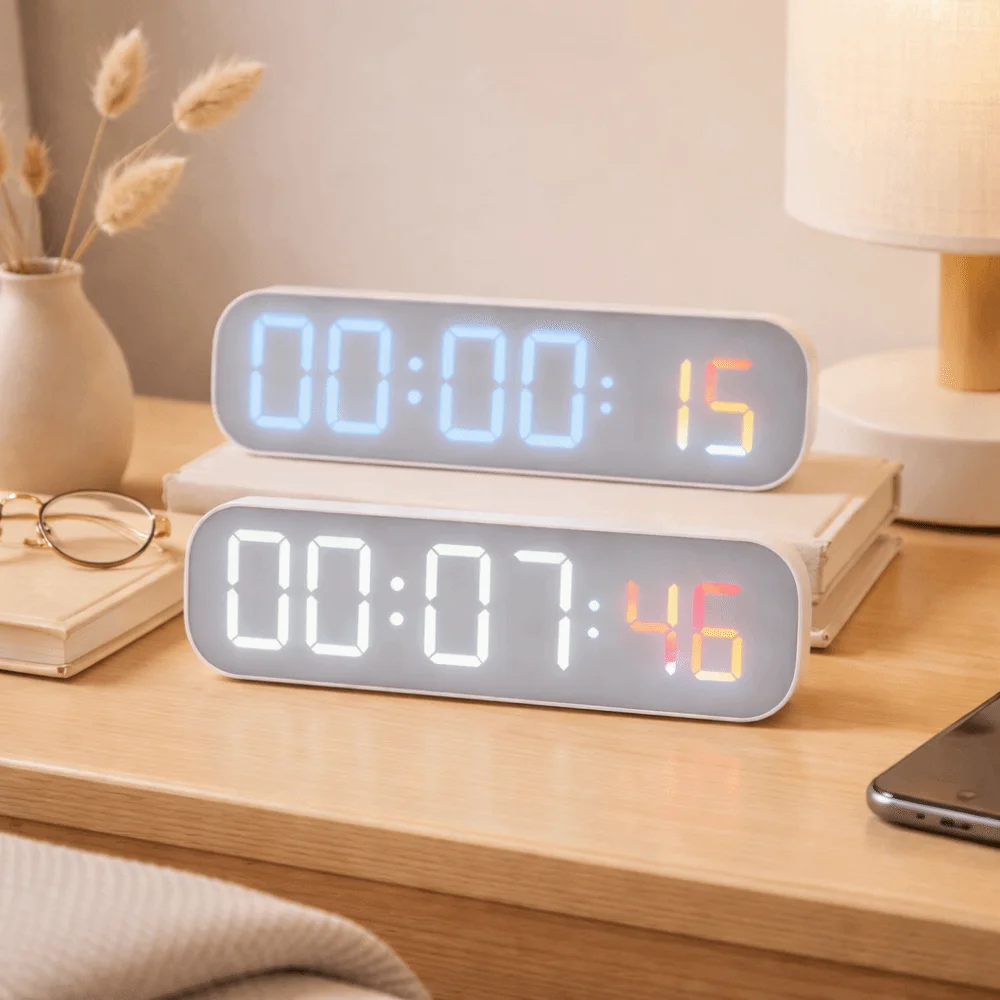 Large Display Digital Alarm Clock 12/24 Hour Loud Alarm Temperature Display Clock Jump Seconds Function Temperature Display