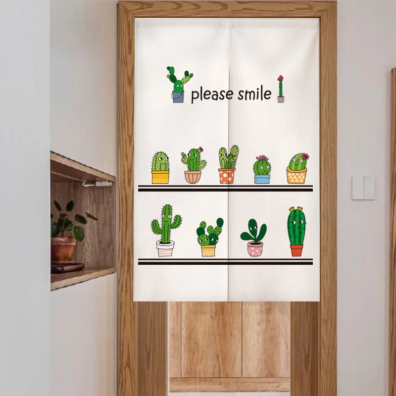 Green Potted Plants Cactus Doorway Curtains Noren for Bedroom Living Room Entrance Decor Kitchen Curtain Partition Door Curtains