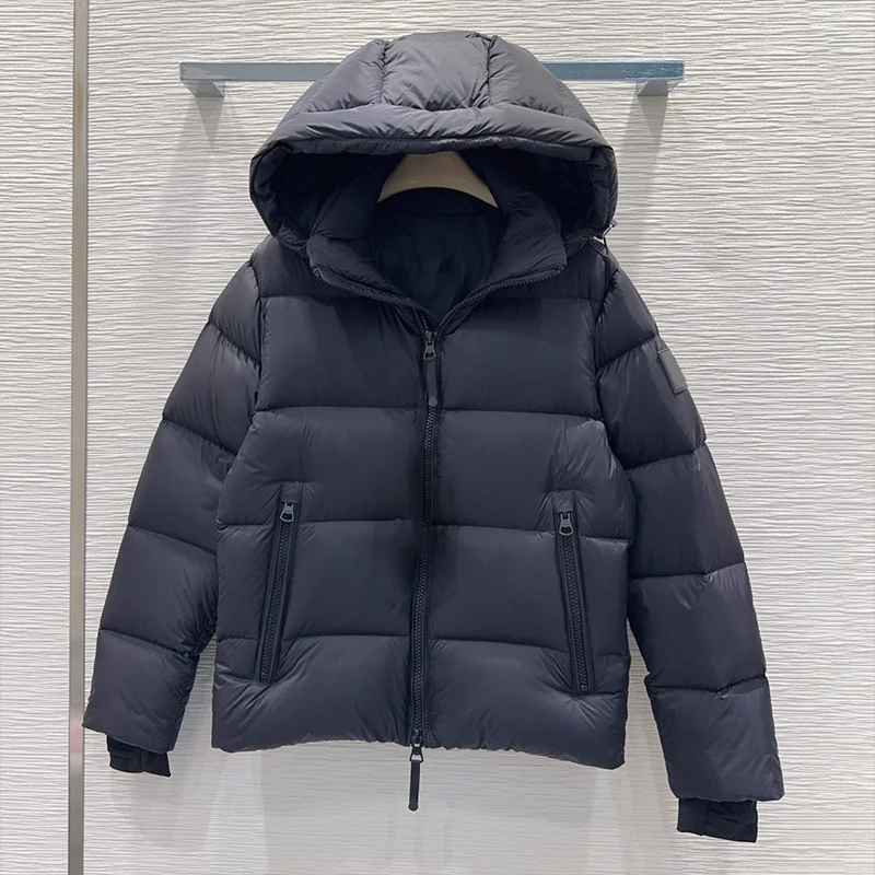 معطف نسائي عالي الجودة سترة أوزة رمادية مع غطاء محرك السيارة قابل للفصل ملابس خارجية ملابس شتوية 25102740