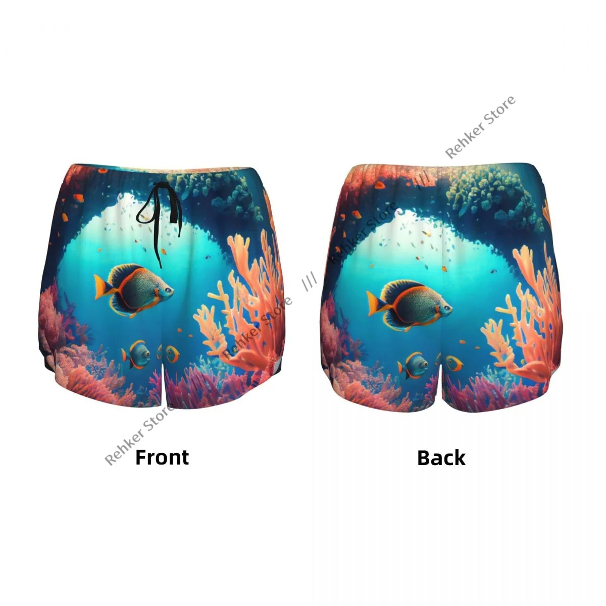 Yogashorts voor dames Fitnessshorts Biker Workout Hardloopshorts World Fish And Coral Reefs Sneldrogende sportkleding met zak