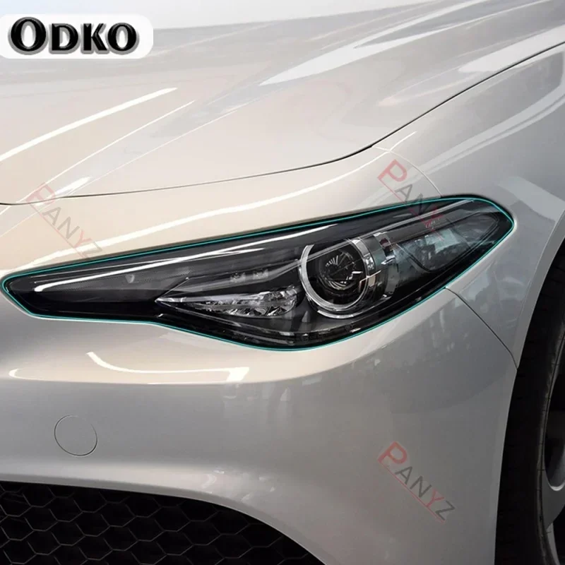 

2 Pcs For Alfa Romeo Giulia 952 Stelvio 949 Car Headlight Protective Film Headlamp Transparent Black TPU Protective