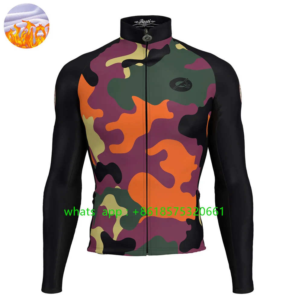 Rosti Winter Cycling Jacket Men Warm Fleece Bicycle Team Long Sleeve Jacket MTB Bike Clothing Maillot Ciclismo Hombre Invierno