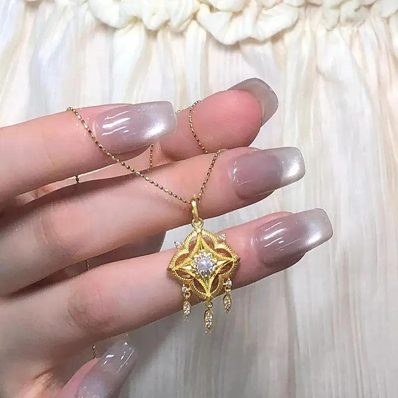 Light Luxury Exquisite Tassel Dream Catching Net Pendant Inspiration Hollow Out Woven Feather Necklace Chain Wedding Jewelry