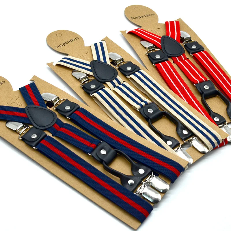 10 Pcs Striped Suspenders Men 4 Clips Braces Male Casual Tirante Trousers Strap Suspensorios Men Interior Gothic Accessories