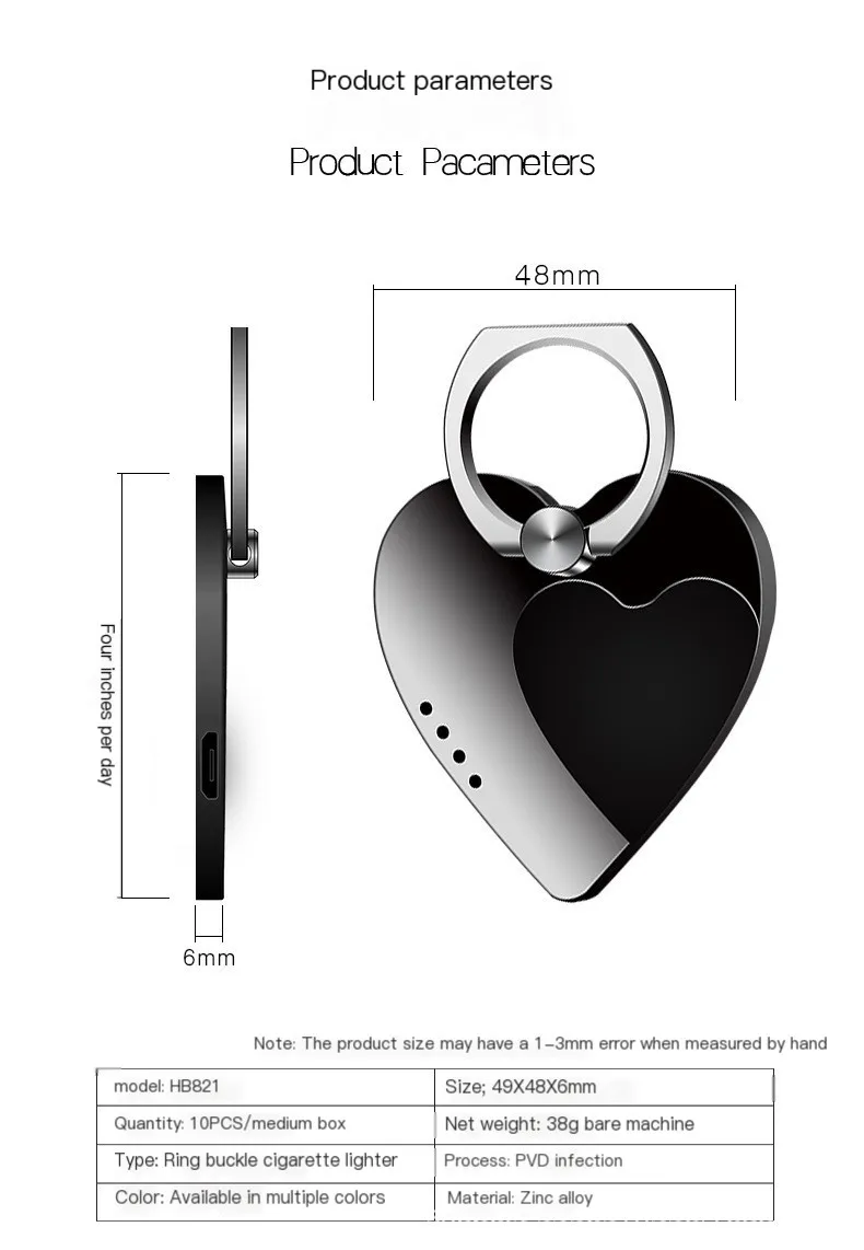 【 Rechargeable 】 Original Heart-Shaped Phone Holder Lighter Subculture Y2k Jirai Kei Light Luxury Niche Lighter