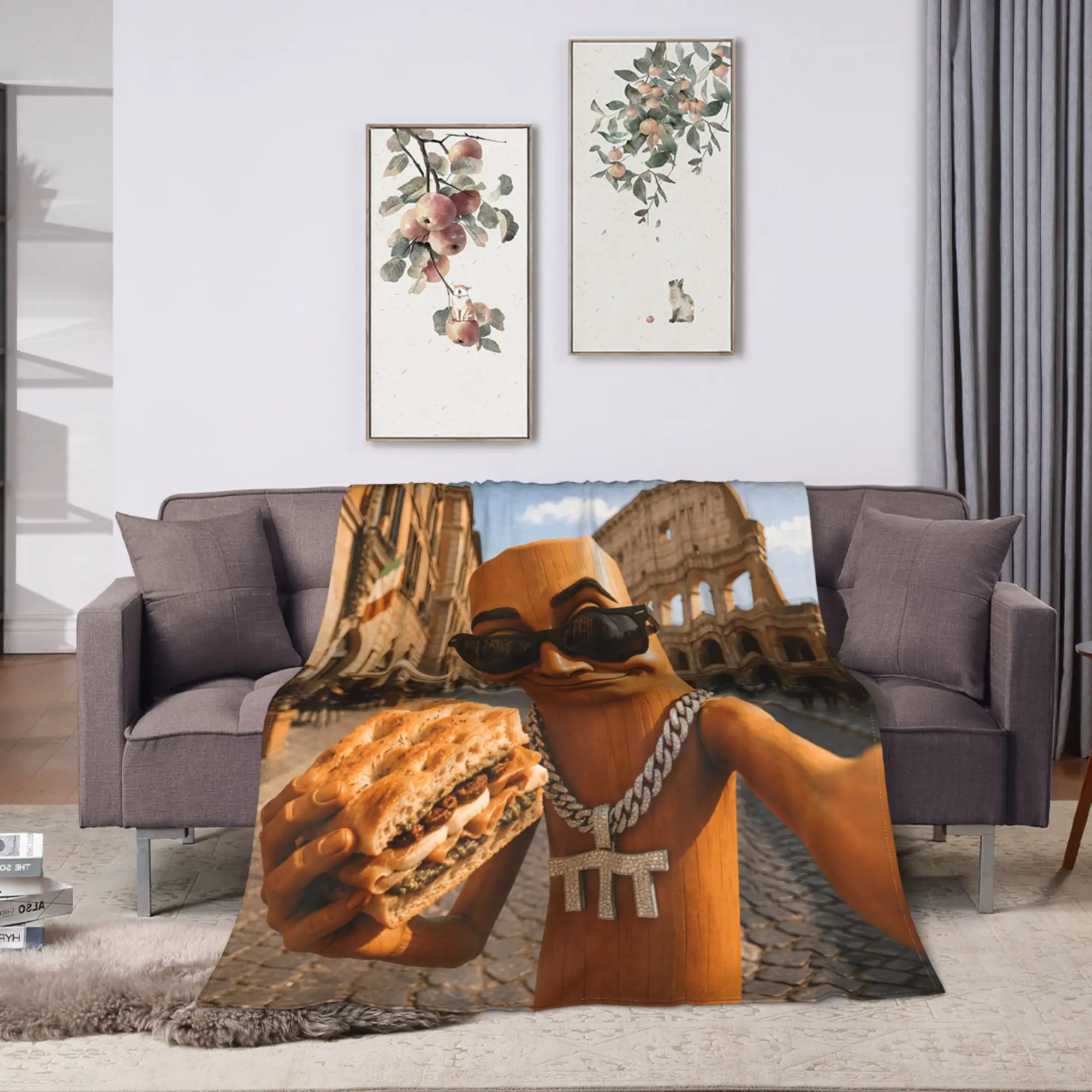 Italian Focaccia Sandwich Tung Sahur Food Tour Blankets Warm  Throw Blanket Winter Adults Outdoor Travel Bedspread