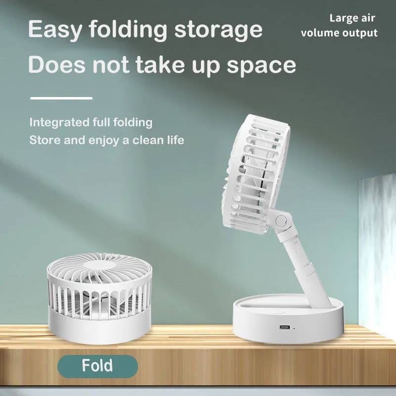 2026 New Upgrade Mini Portable Folding Rechargeable Table Fan,Foldaway Fan With Battery Operated USB Desk Fan