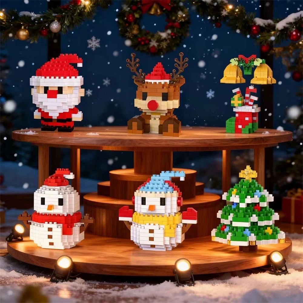 12pcs 업그레이드 된 크리스마스 시리즈 빌딩 블록 세트 빛으로 조명 크리 에이 티브 겨울 마을 집 DIY 벽돌 장난감 어린이를위한 크리스마스 선물