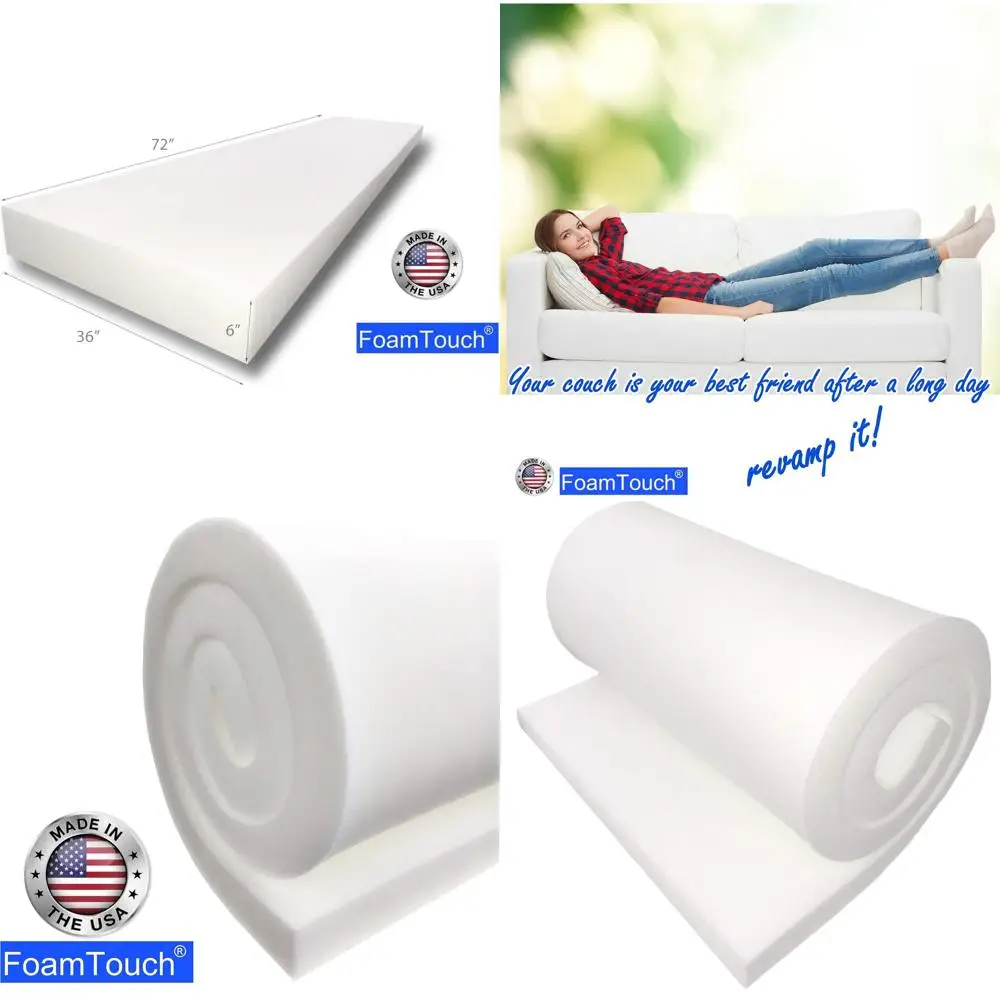6 x 36 x 72 High-Density Foam Cushion for Upholstery, Seat, and Bed Padding