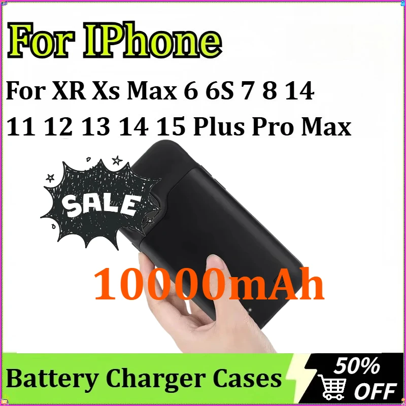 

For IPhone11 12 13 14 15 Pro Max Battery Charger Case for IPhone XR Xs Max 6 6S 7 8 14 15 Plus PowerBank Charging Cover 10000mAh