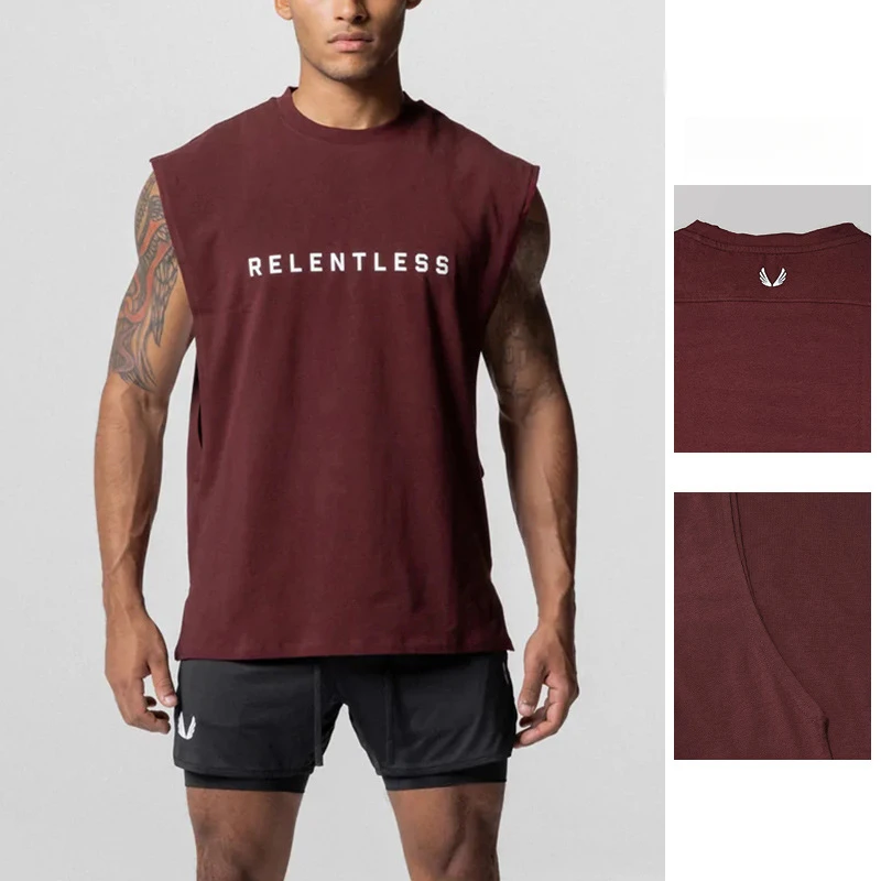 Men's Cotton Bodybuilding Tank Tops Quick Dry Gym Shirt Summer Sleeveless Casual Printed Vest Streetwear Elastic Comfort Fit