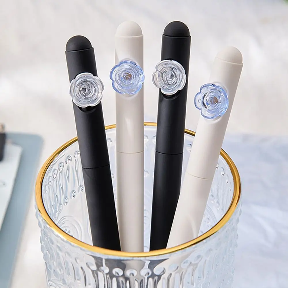 

4Pcs Rose Shape Gel Pen 0.5mm Black Ink Pens Portable Signature Pen Writing Pen High Quality Marker Pen School Office Supplies