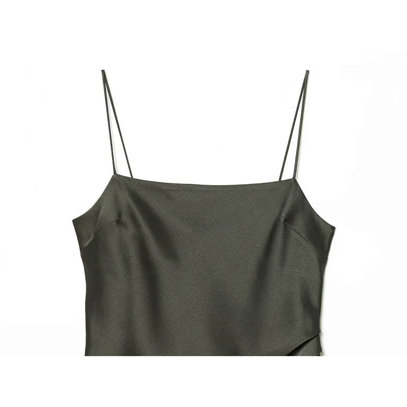 فستان YENKYE رومانسي مزين بالدانتيل باللون الأخضر للنساء أنيق أنيق بدون أكمام غير متماثل فستان مثير لربيع وصيف 2026 #3