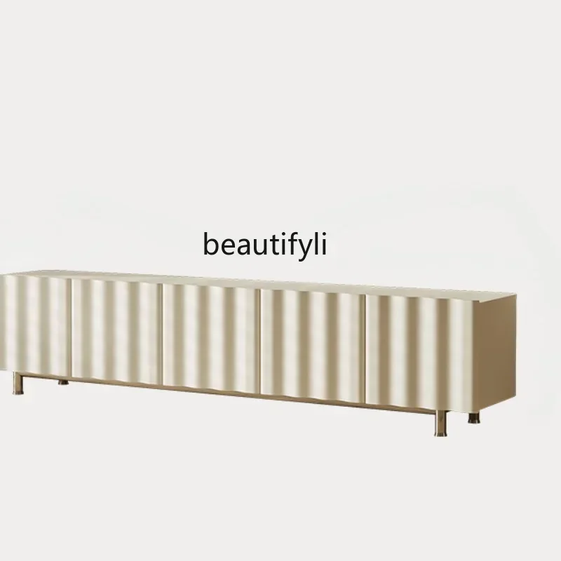 

R11 Cream Style TV Cabinet French Entry Lux Living Room White Floor Cabinet Silent Style Wave Solid Wood Floor Cabinet Minimalis
