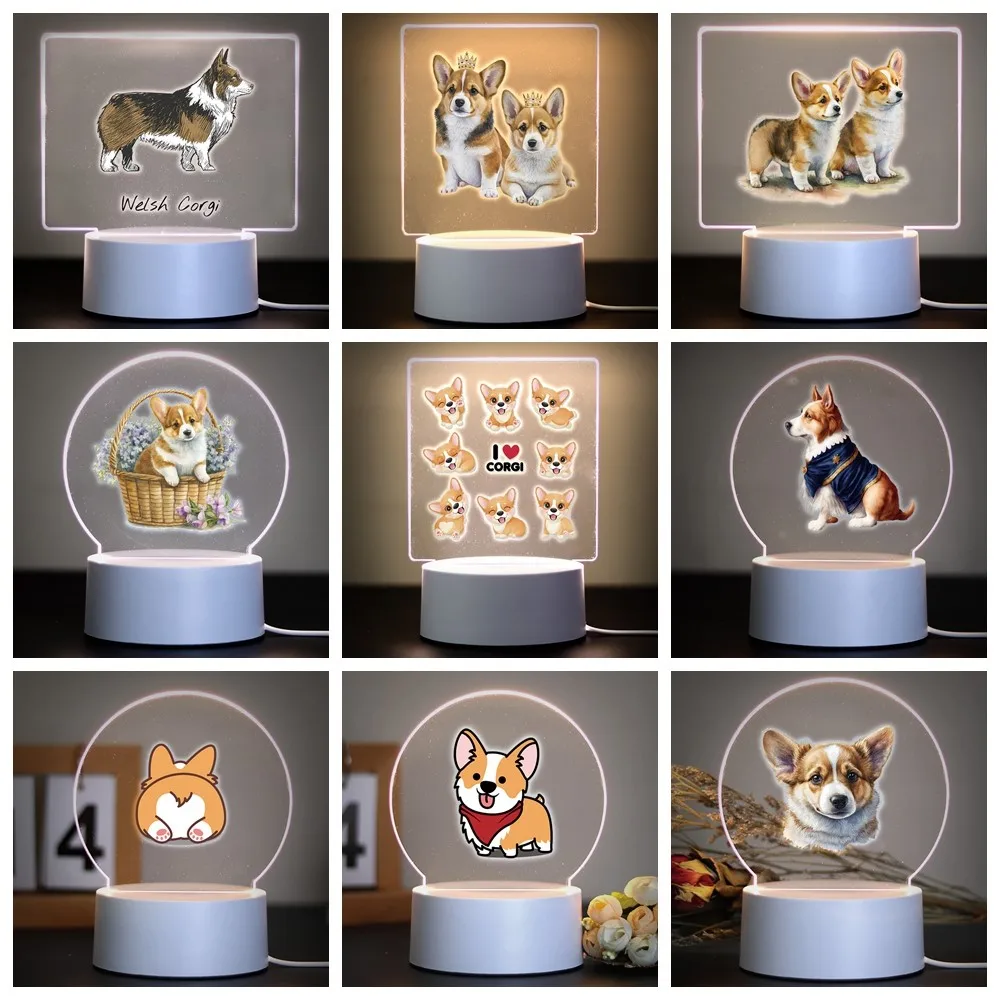 Corgi quarto luzes da noite decoração do quarto das crianças presente de aniversário led night light para casa luz da noite das crianças